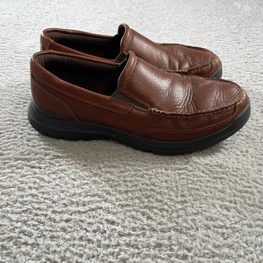 Rockport Mens Brown Leather Slip On Loafers Size 9.5 M Walking Shoes - Picture 2 of 11